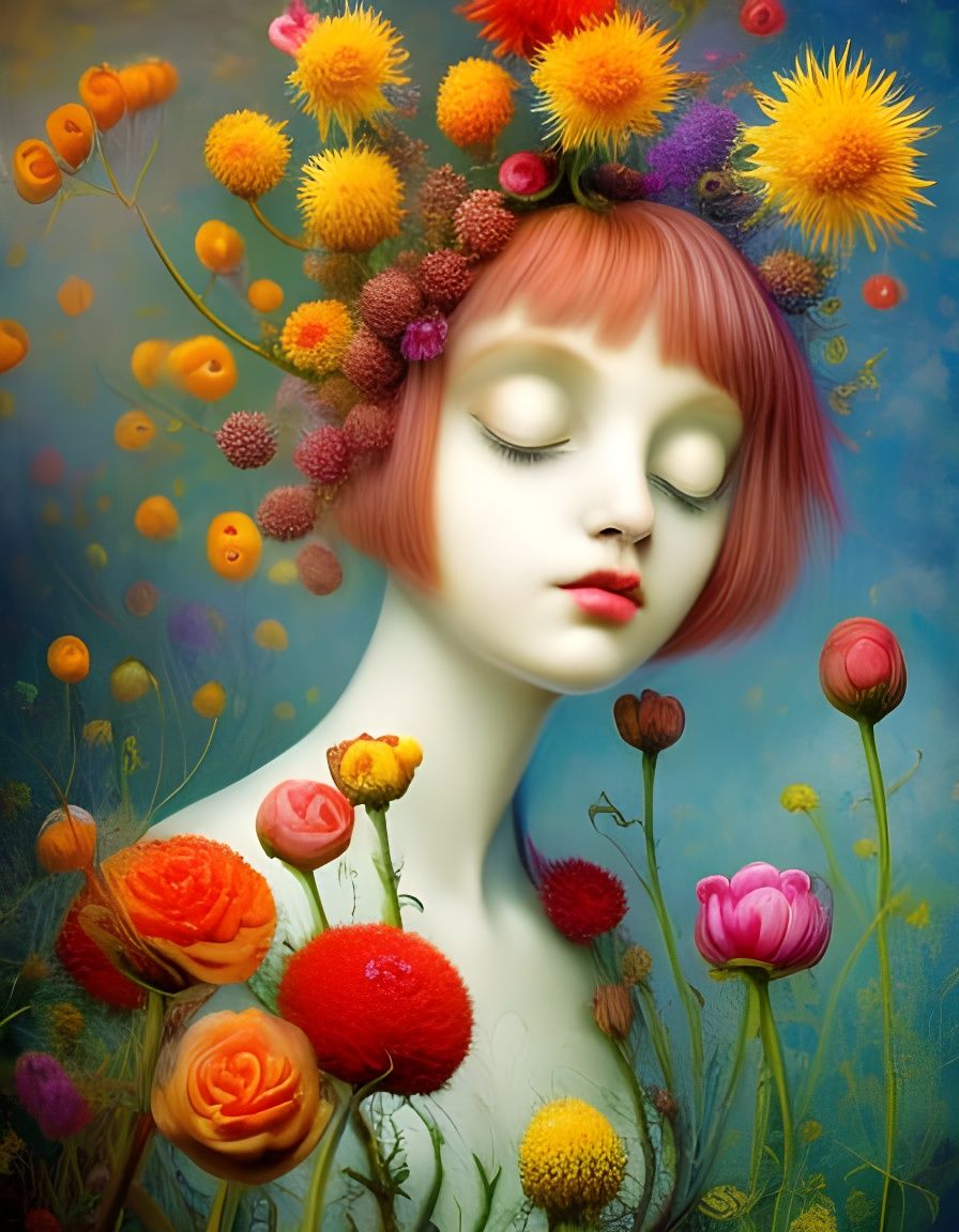 Anthropomorphic Flowers in Fantasy Diorama