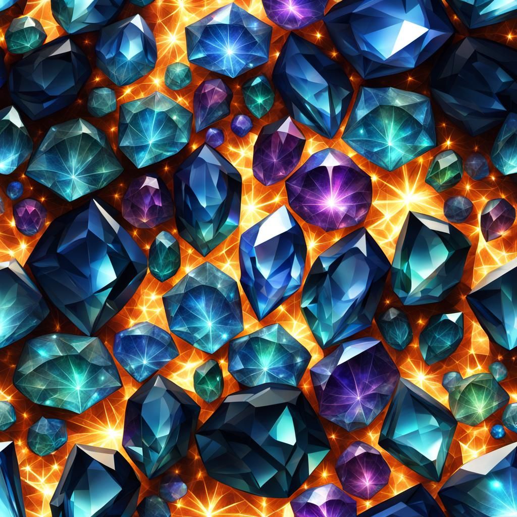 Ethereal Gemstone Fractal with Starry Sparkle