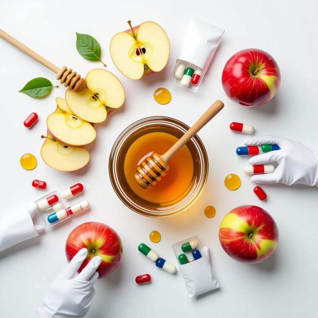 Pharma Team Collaboration Around Sliced Apples and Honey