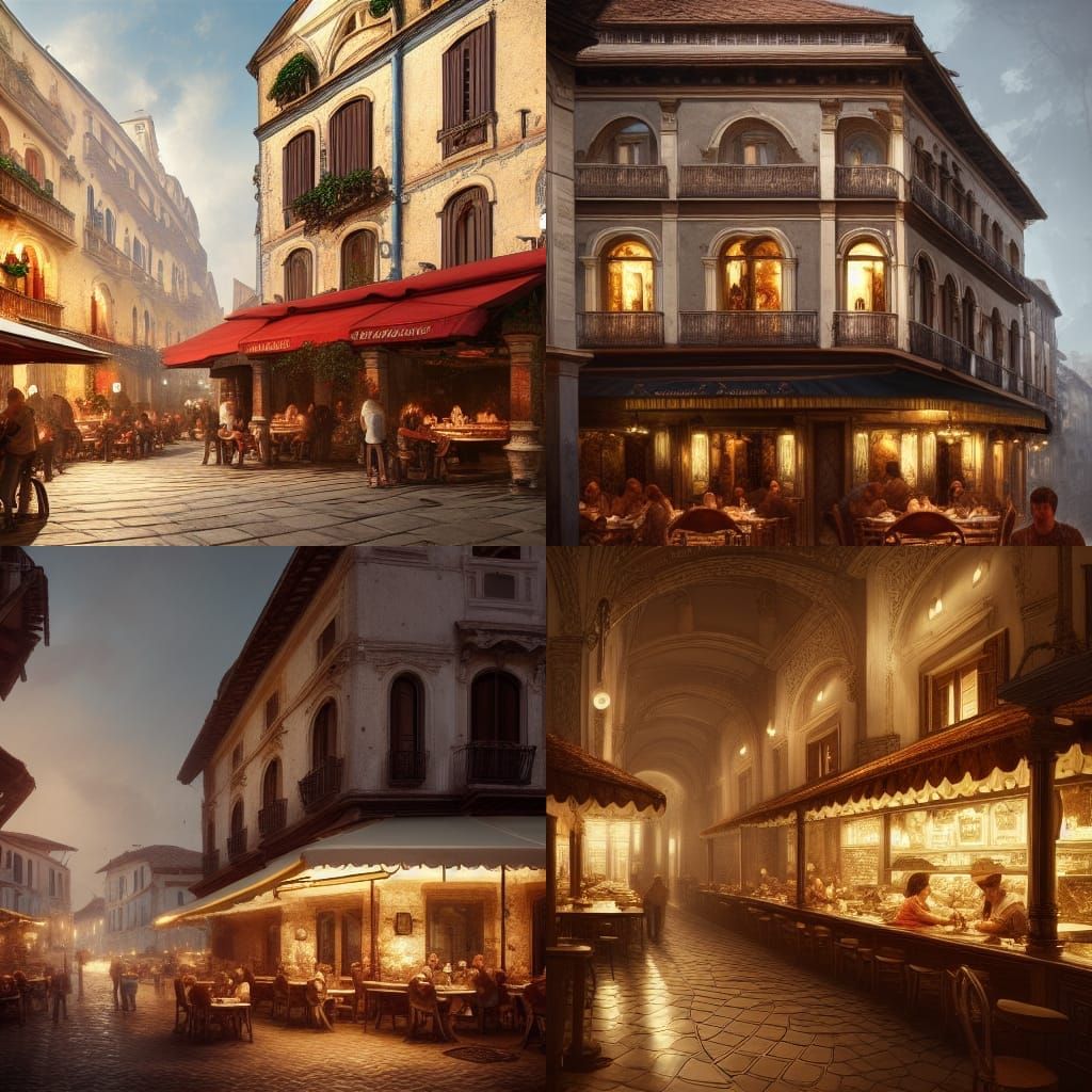 Beautiful Italian Trattoria: Hyperrealistic Concept Art