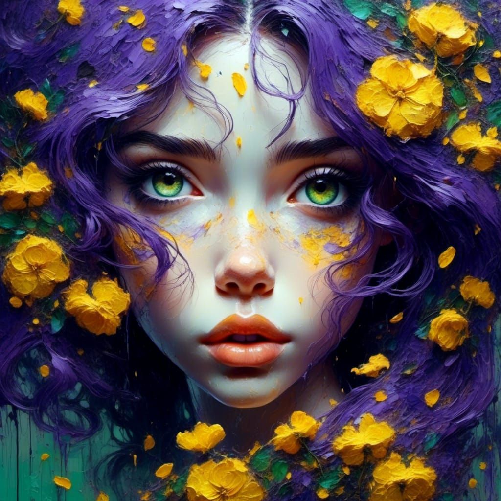 Art Nouveau Portrait of Jasmine with Floral Background