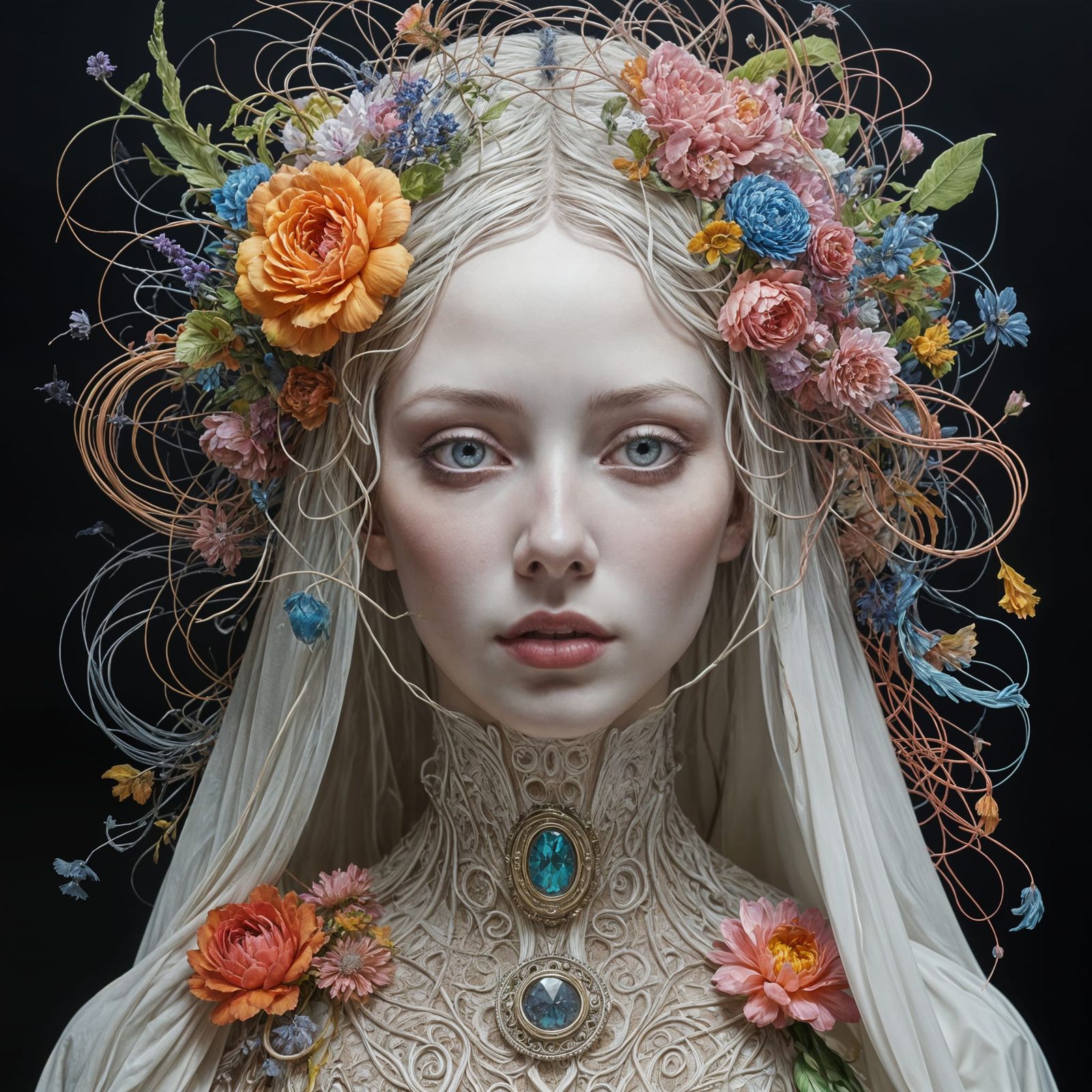 Electropunk Ghost Spirit in Vibrant Surrealist Metaphysics