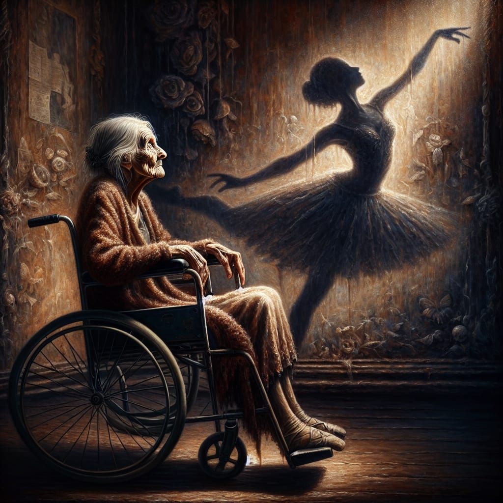 Poignant Image of Aging with Ballerina Silhouette