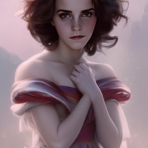 Snow White Portrait in Art Nouveau Style