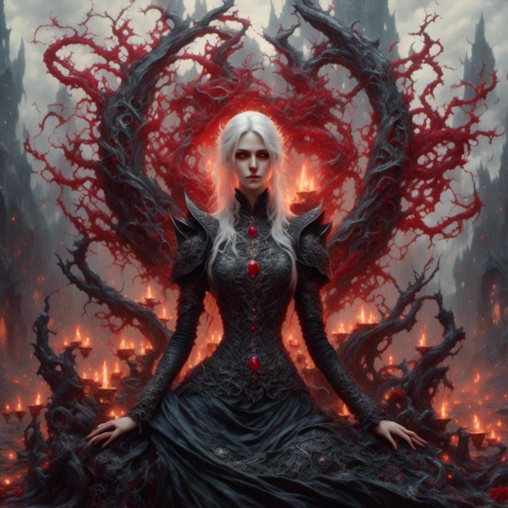 Gothic Candle with Marble, Iron, and Ruby