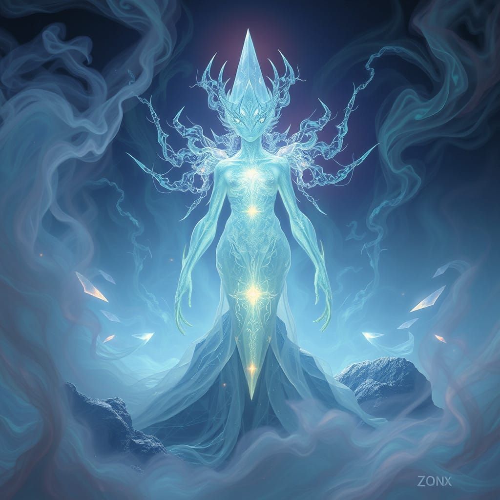 Ethereal Being Szonx in Iridescent Haze