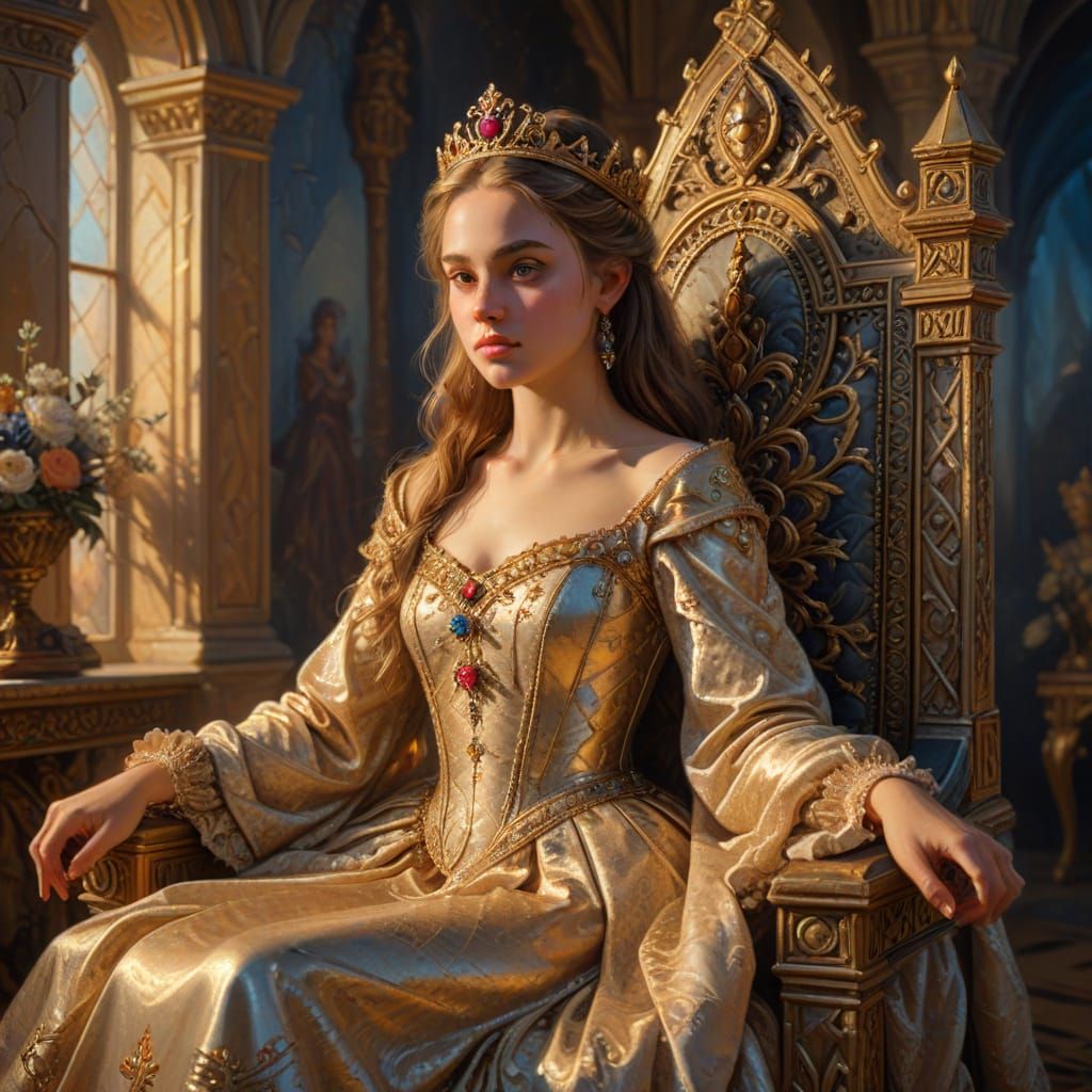 Elegant Royal Portrait in Oil Painting Style