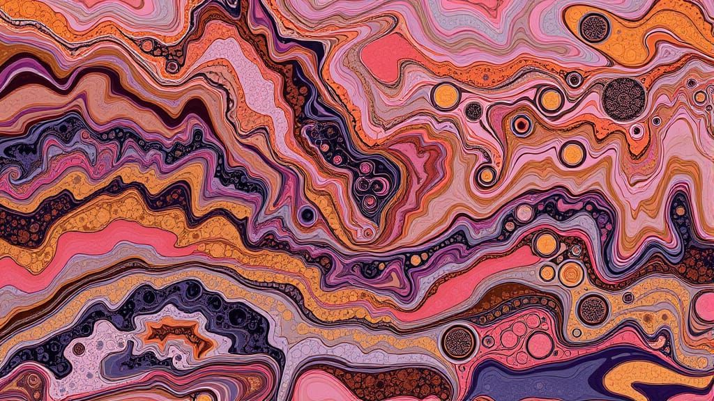 Surreal Landscape in Abstract Fluid Art Style