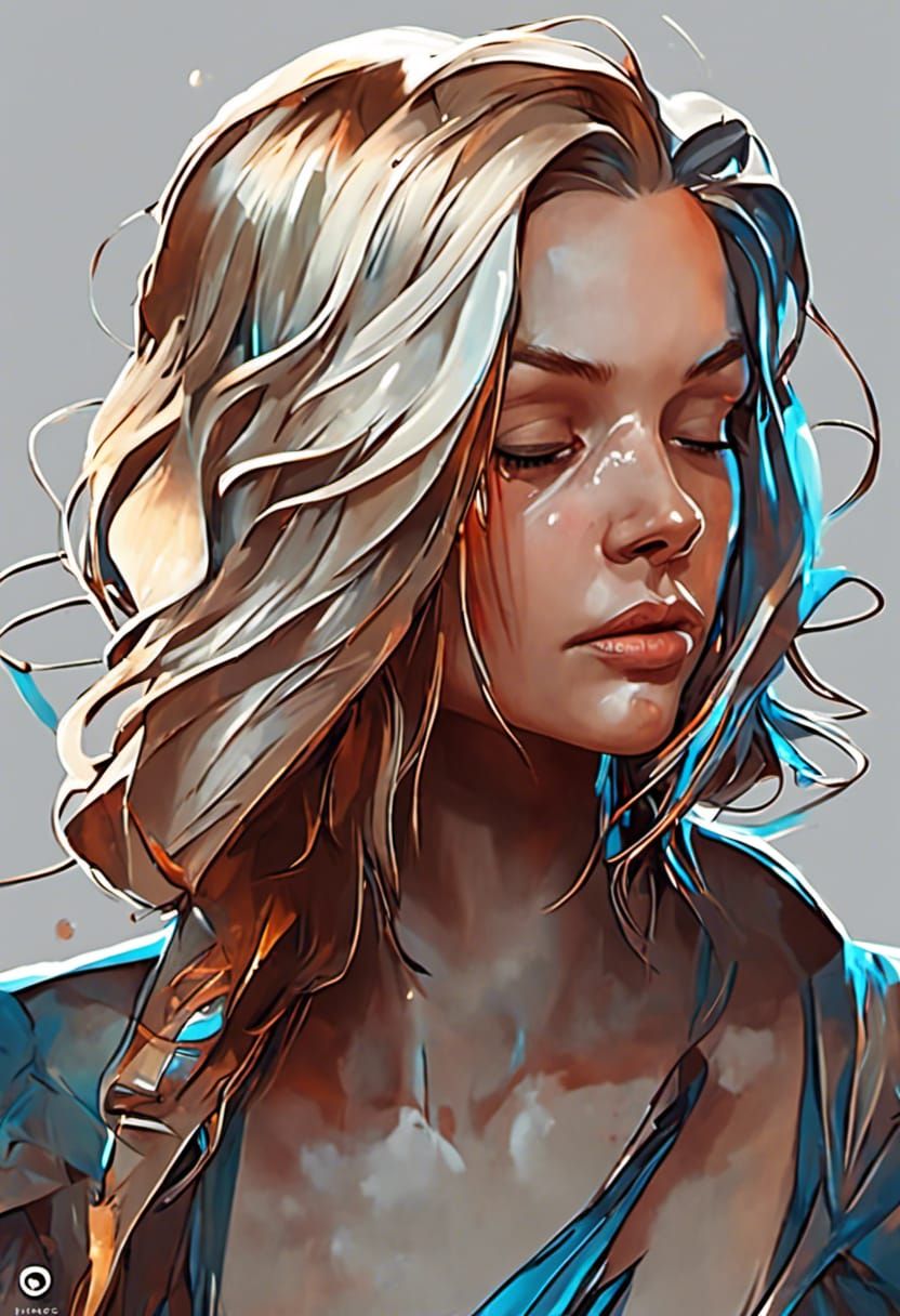 Intricate Grey Hair Portrait with Dynamic Lighting