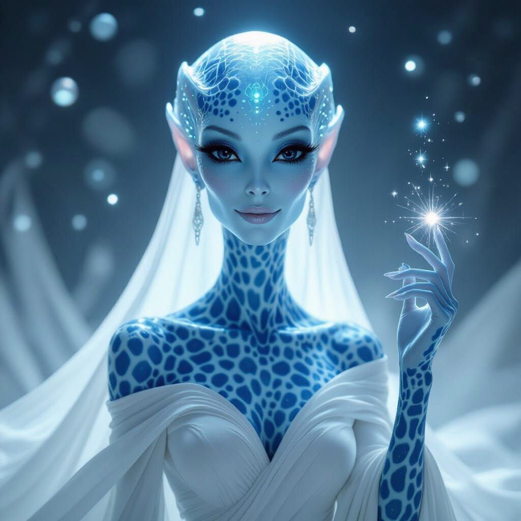 Queen of Alpha Centauri: Bioluminescent Alien Portrait