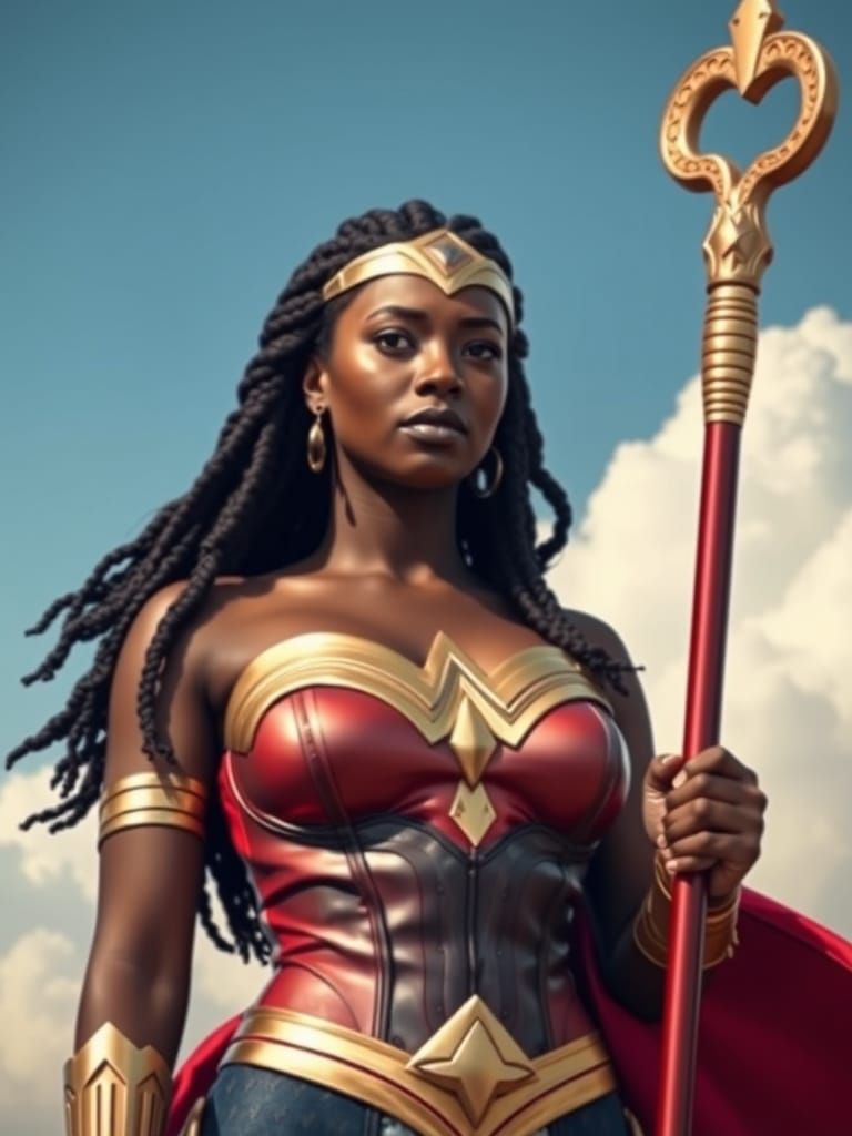 Black Woman as Wonder Woman in Photorealistic Style