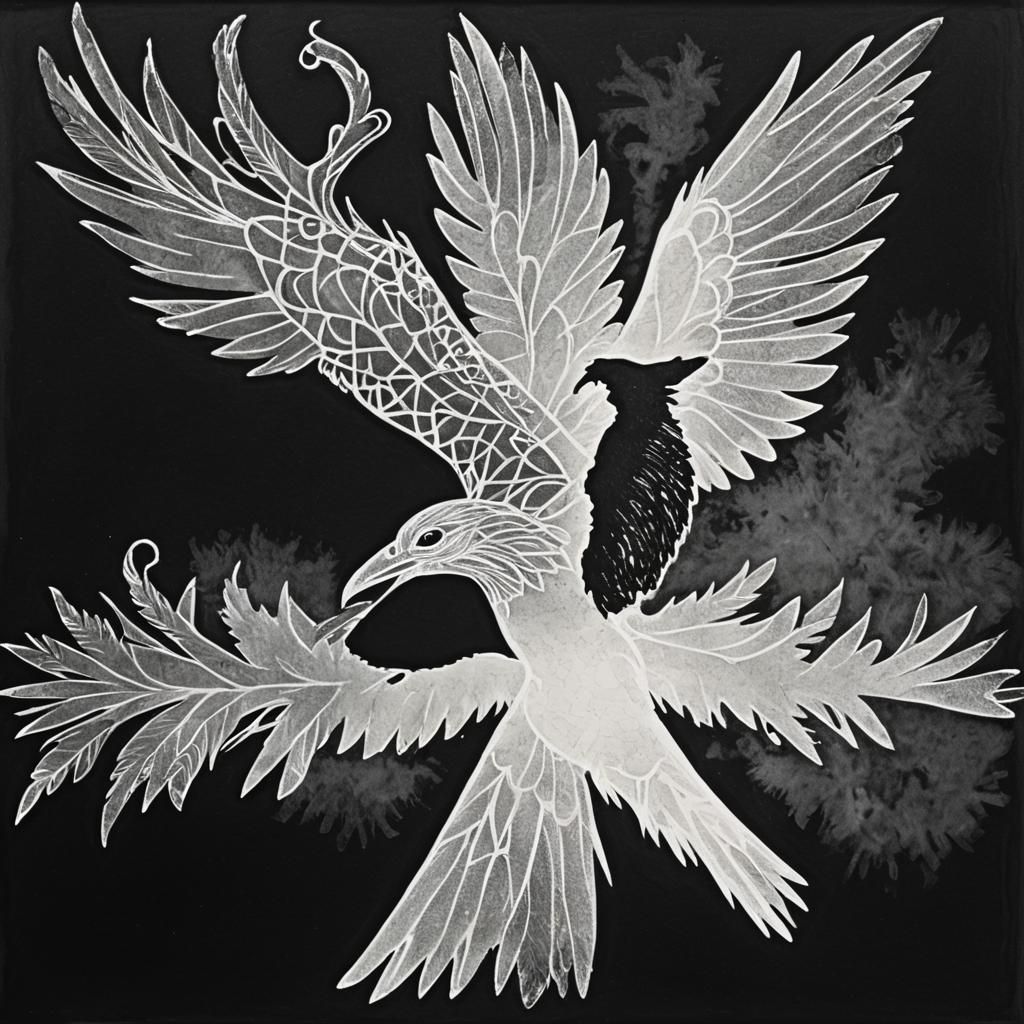 Celtic Knotwork Raven Silhouette in Crayon Style