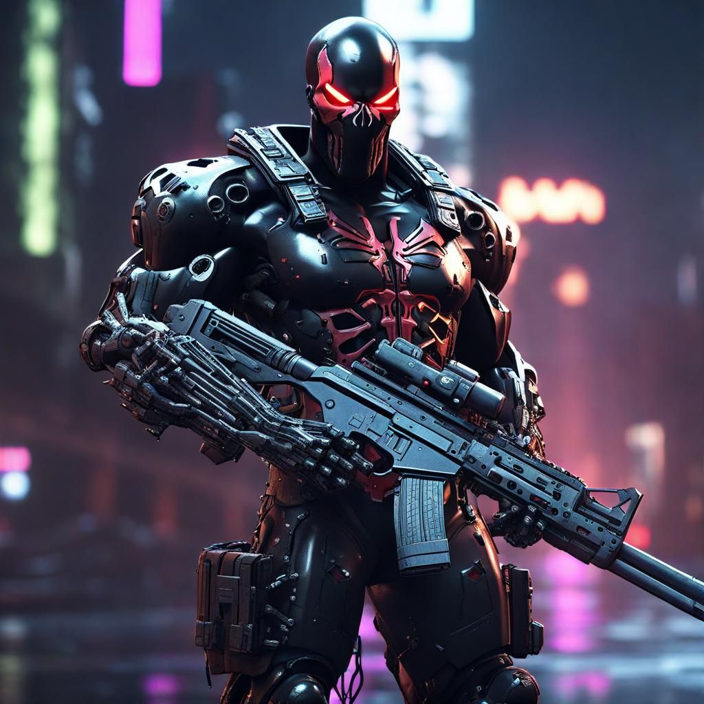 Spawn as The Punisher in Cyberpunk Outfit