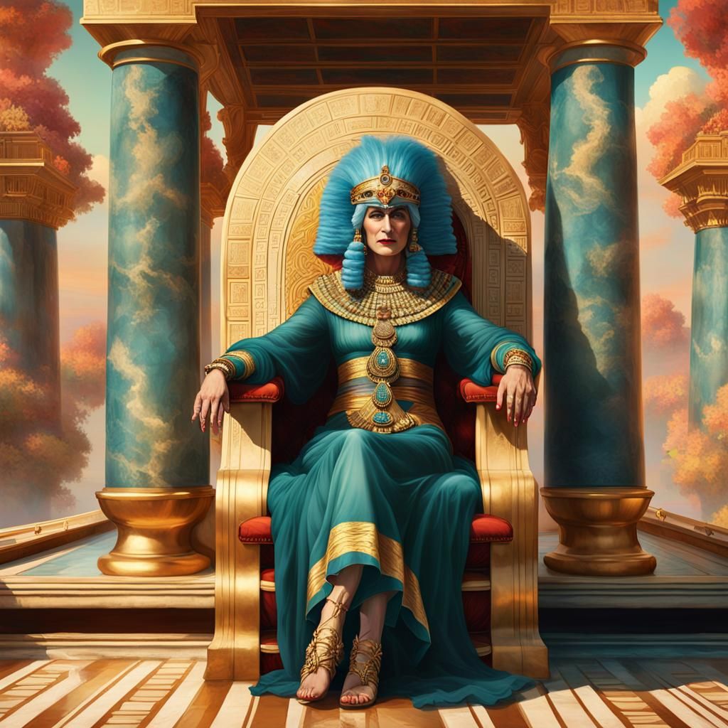 Cleopatra Transvestite on Barge in Neoclassical Style
