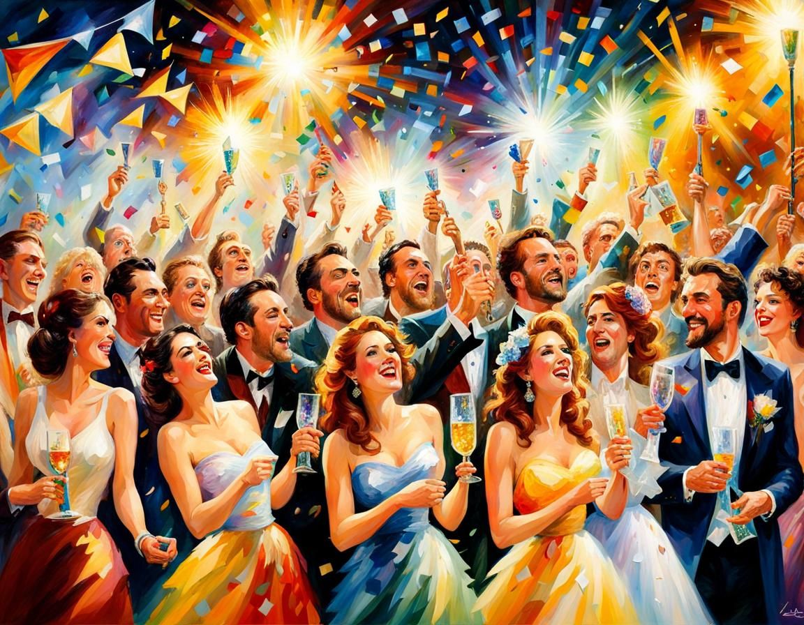 Confetti Party Scene in Romantic Style