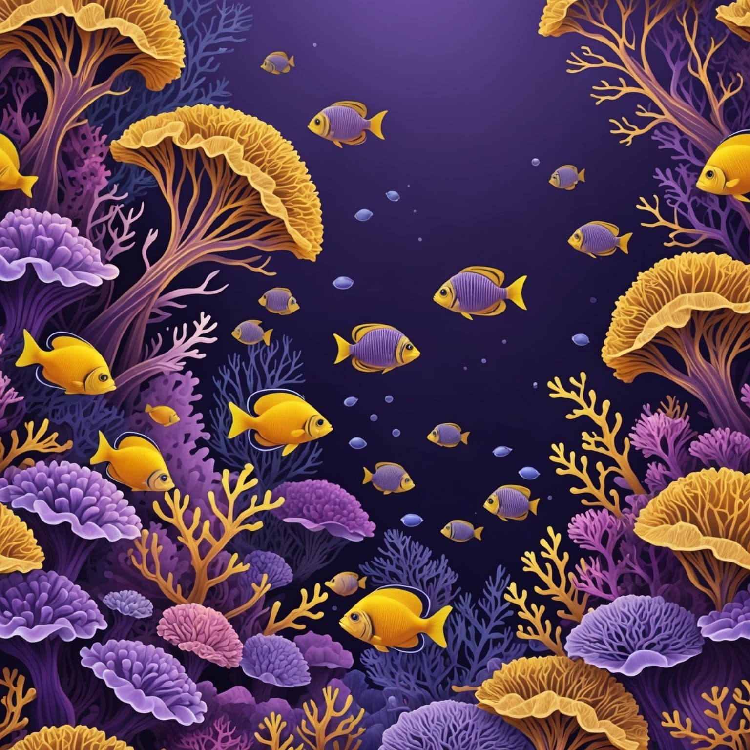 Luminous Coral Reef with Glass Fish