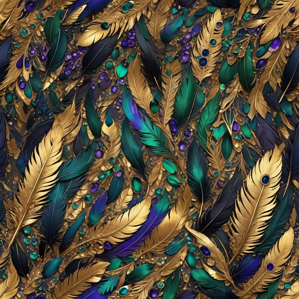 Iridescent Bird with Shimmering Plumage, Detailed Matte Pain...