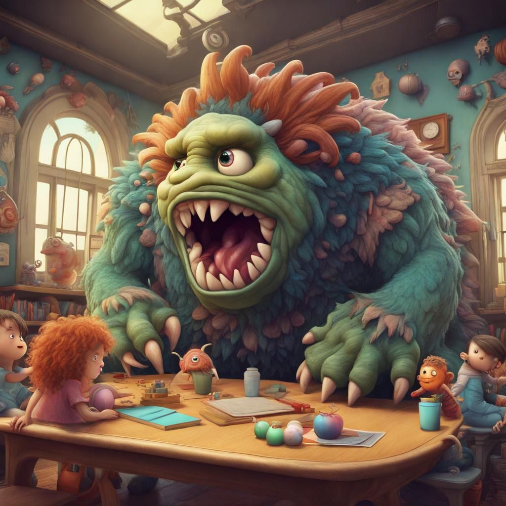 Monster in Preschool: Cartoon Fantasy Concept Art
