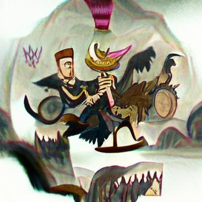 Soldier on Vulture with Demons in Dark Academia