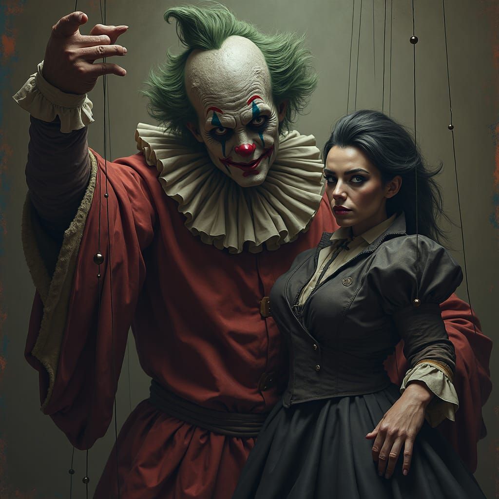 Mysterious Puppet Master in Hypermodernist Horror Art