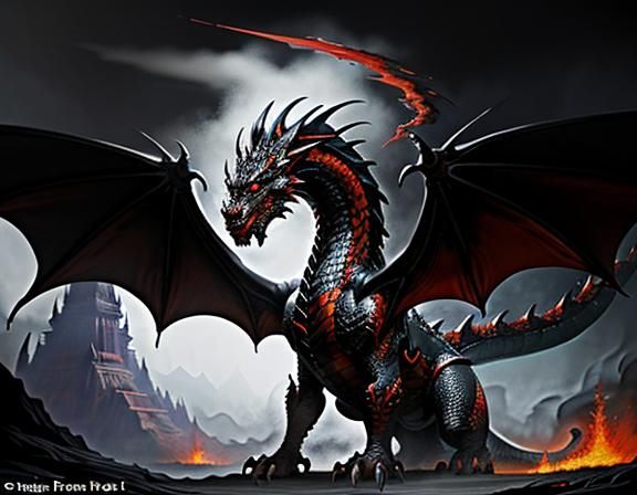 Fiery Dragon in Dynamic Fantasy Art Style