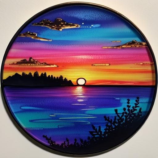 Intricate Summer Sunset Sky with Alcohol Ink Flow