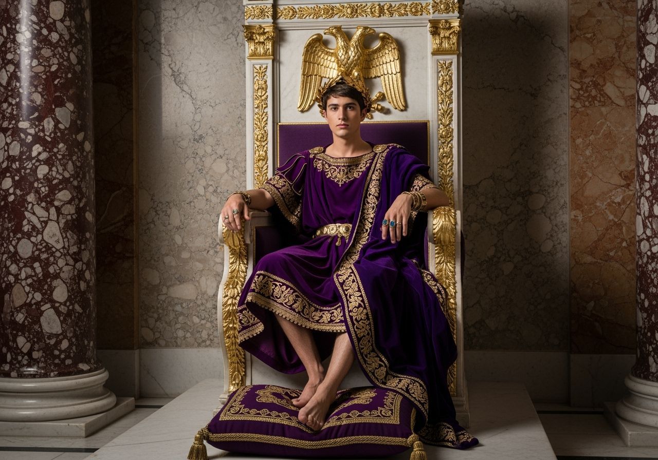 Opulent Portrait of Young Emperor Nero on Throne