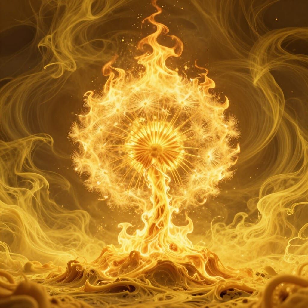 Vivid Yellow Flames Erupting in Minimalist Scene