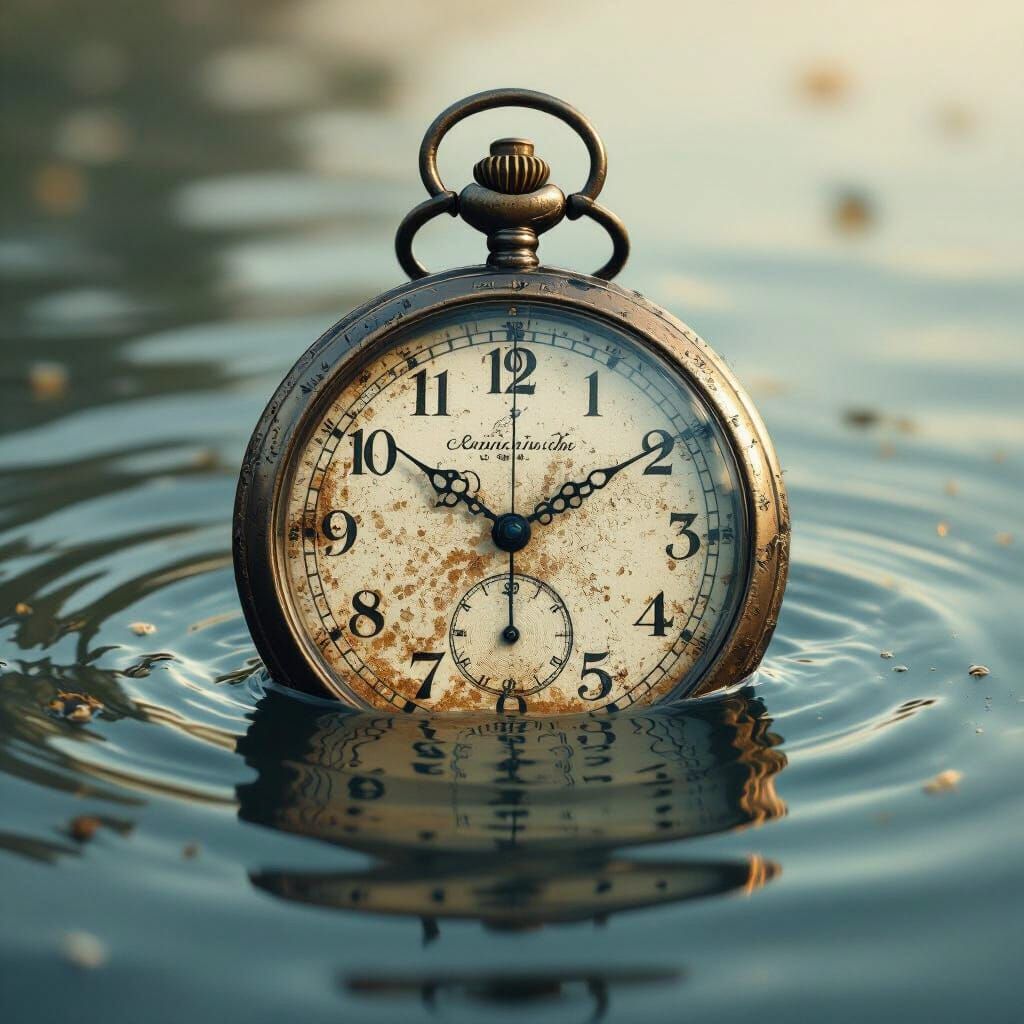 Worn Pocket Watch Distorted in Dreamy Atmosphere