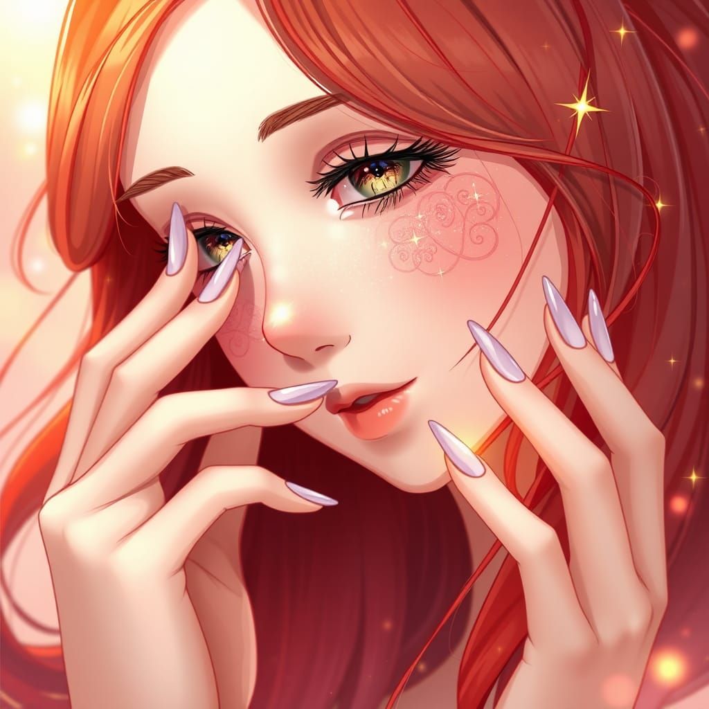 Dreamy Redhead Portrait in Fantasy Illustration Style
