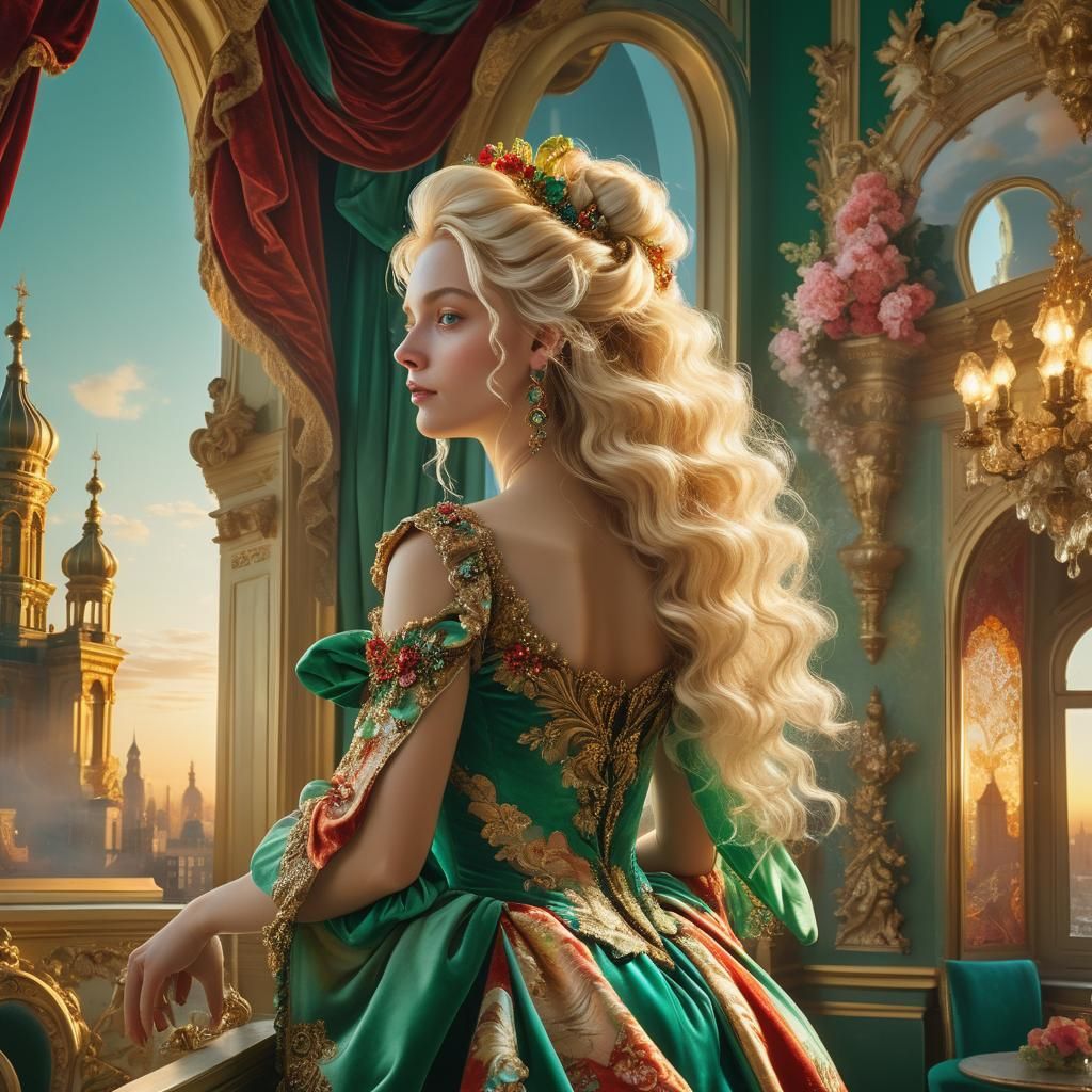 Baroque Queen in Lavish Penthouse Portrait