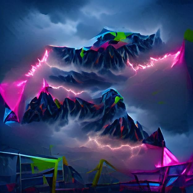 Neon Mountain Range Storm