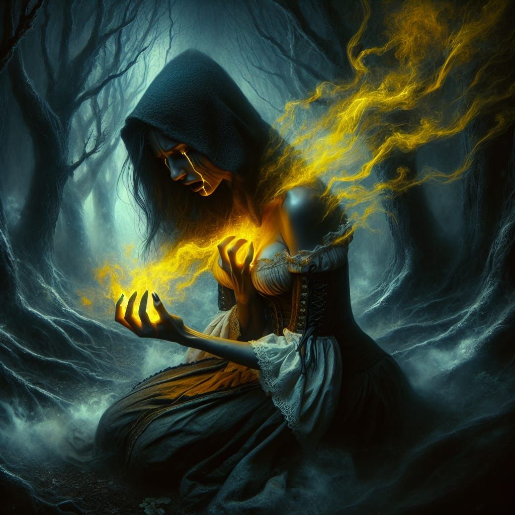 Mysterious Woman in Haunting Forest