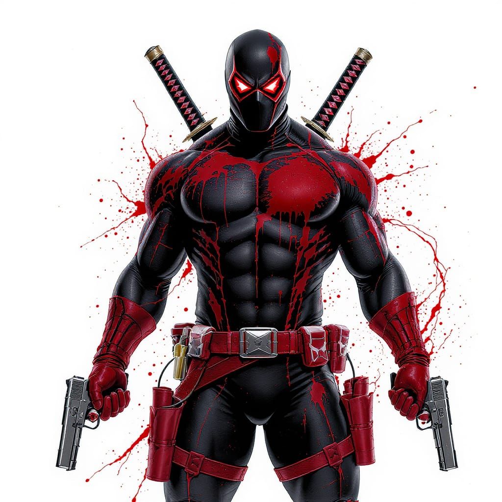 Masked Vigilante with Magnum Pistols, Comic Book Art