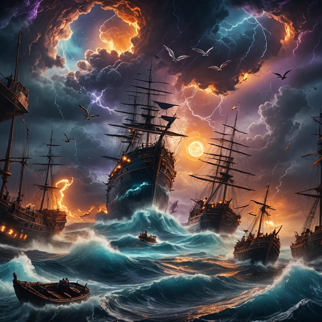 Mysterious Portal in Stormy Sea: Digital Matte Painting