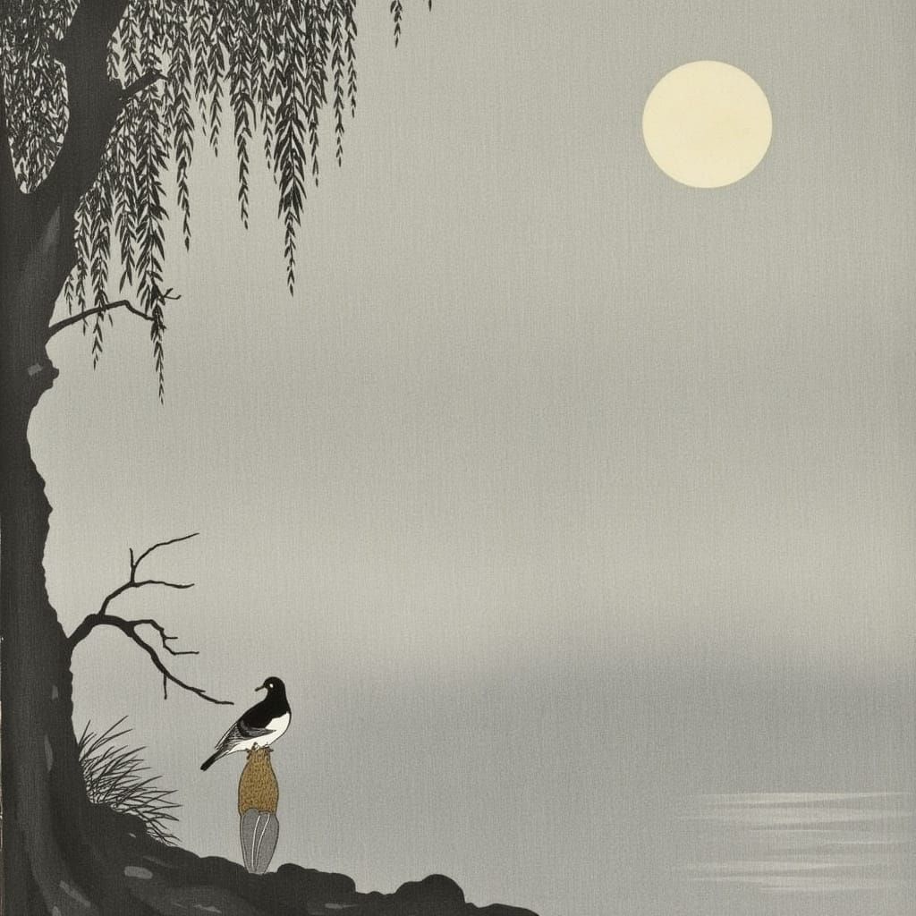 Vintage Heron Print in Ohara Koson Style