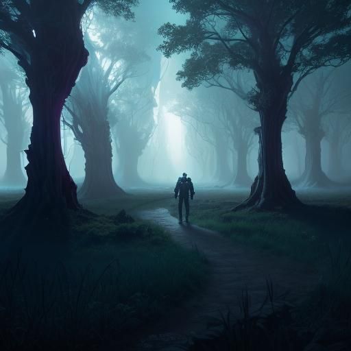 1967 Black Impala in Dreamlike Sci-Fi Landscape