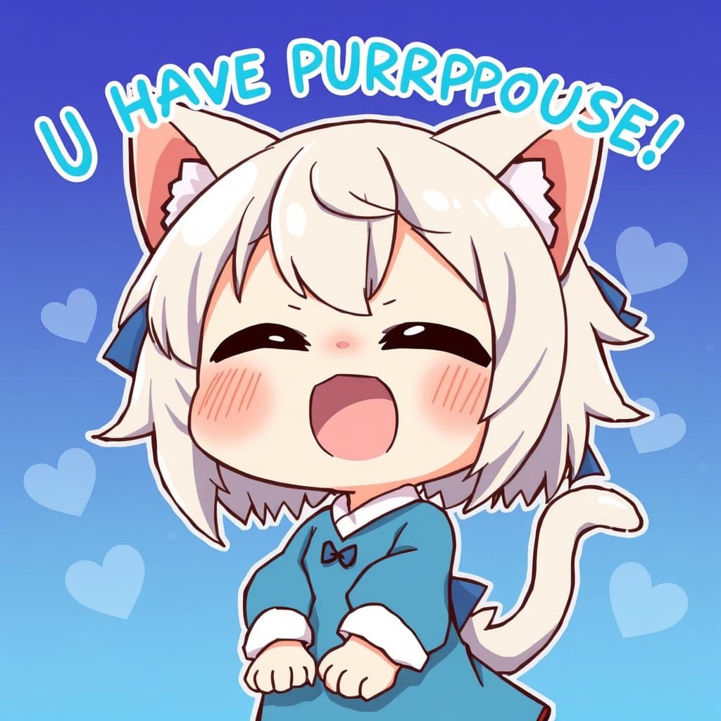 Cute Anime Catgirl with Purposeful Smile