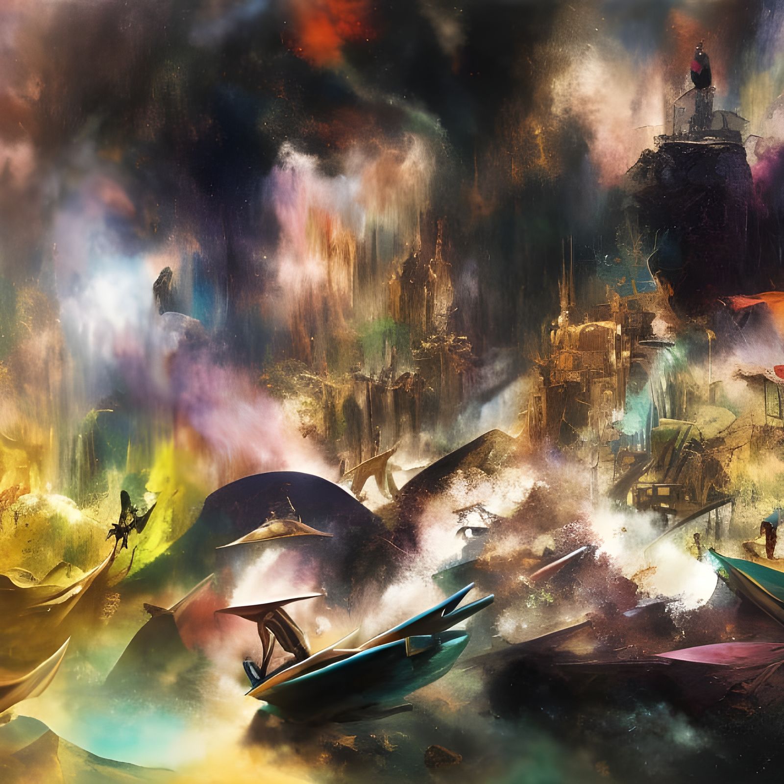 Abstract Folk Singers with Magical Light