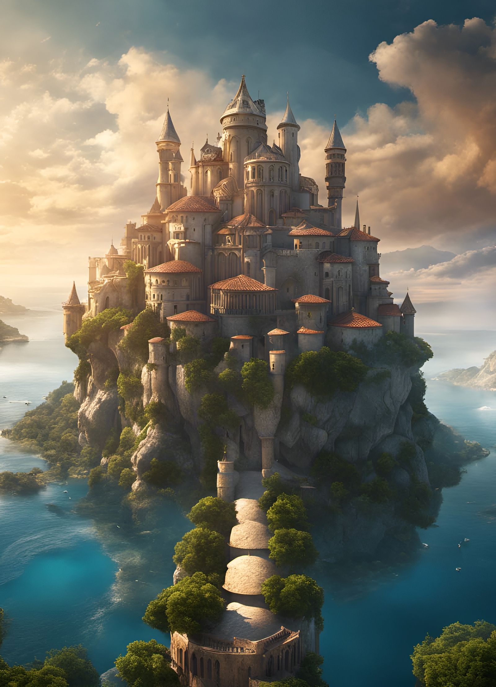 Floating Mediterranean Villa: Fantasy Concept Art