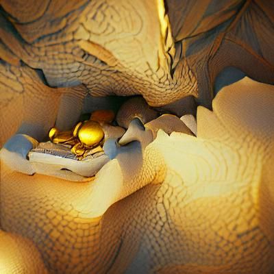 Dragon's Hoard: 3D Render in a Dark Cave