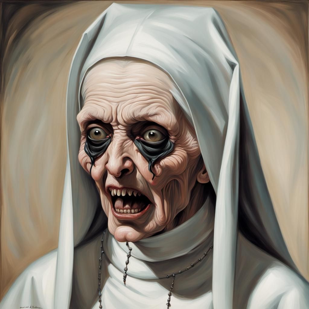 Demonic Nun Portrait in Gothic Renaissance Style