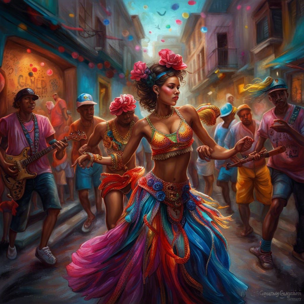 Cuban Street Band Performance in Vivid Colors