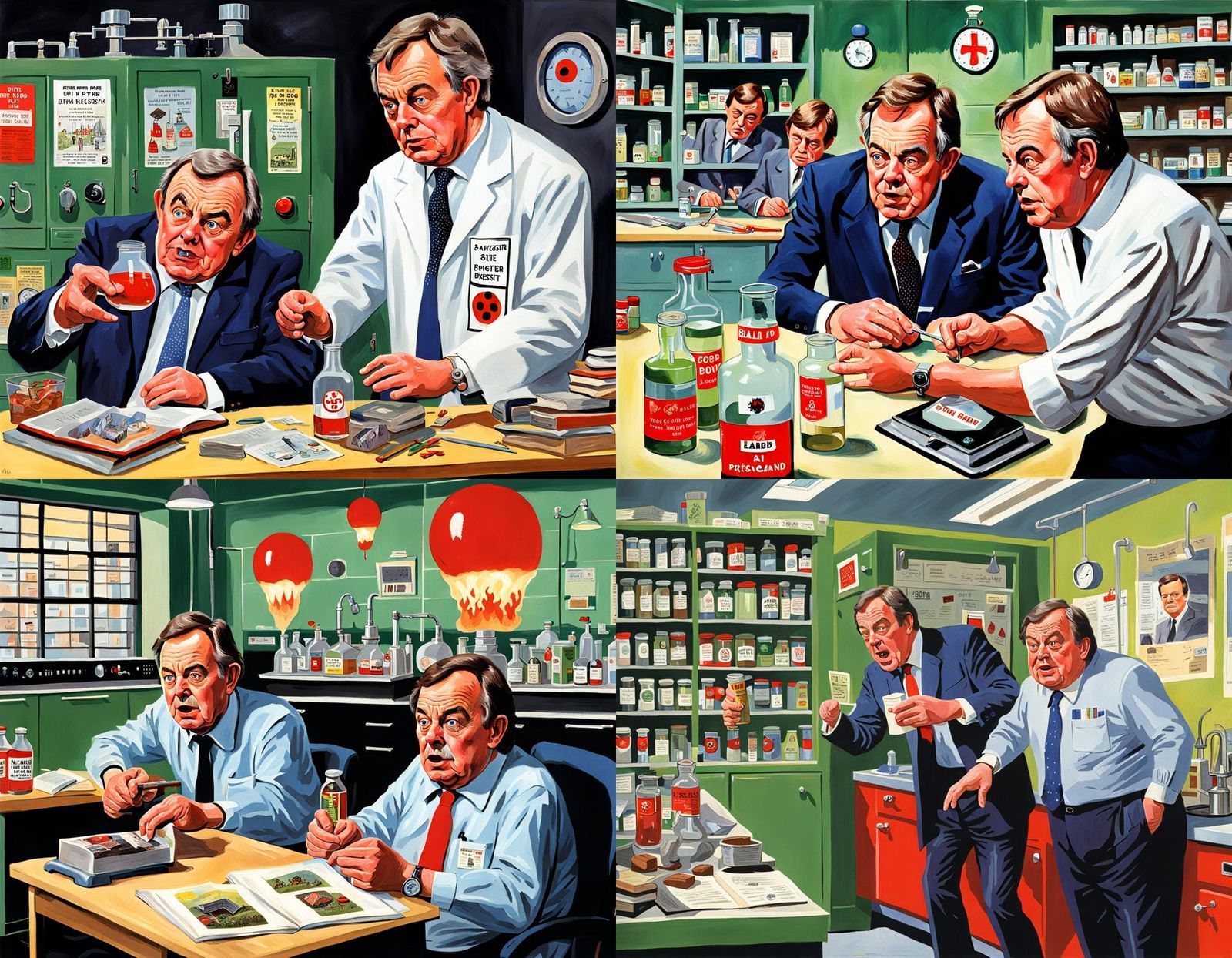 Tony Blair and Prescott in Ladybird Book Style