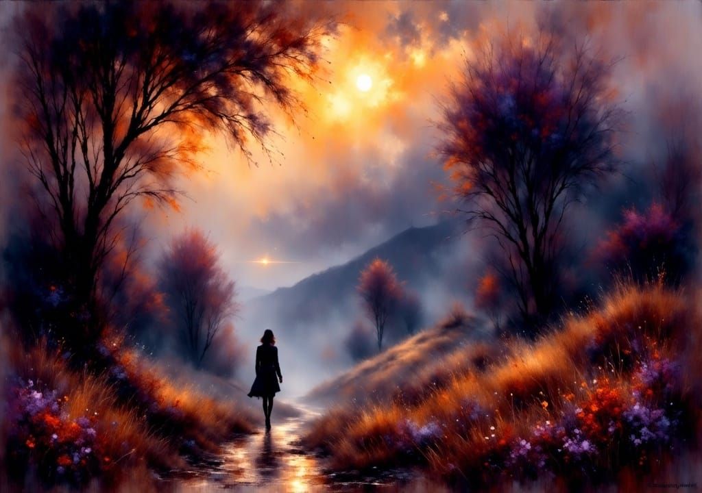 Mystical Raven Nightscape in Dark Fantasy Style