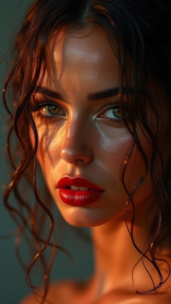 Mesmerizing Woman Portrait with Glistening Hair