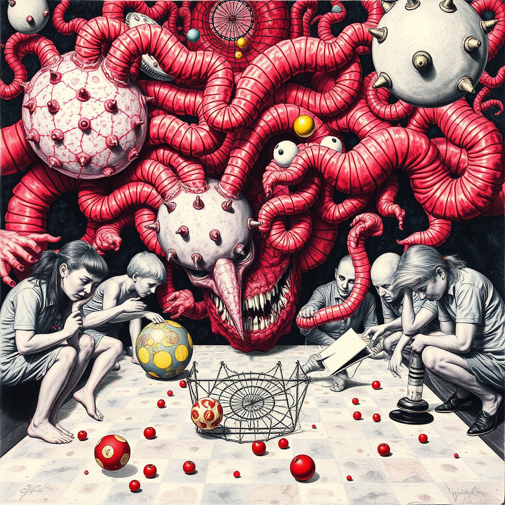 Surreal Vorticism Artwork of Embarrassed Nonparticipation