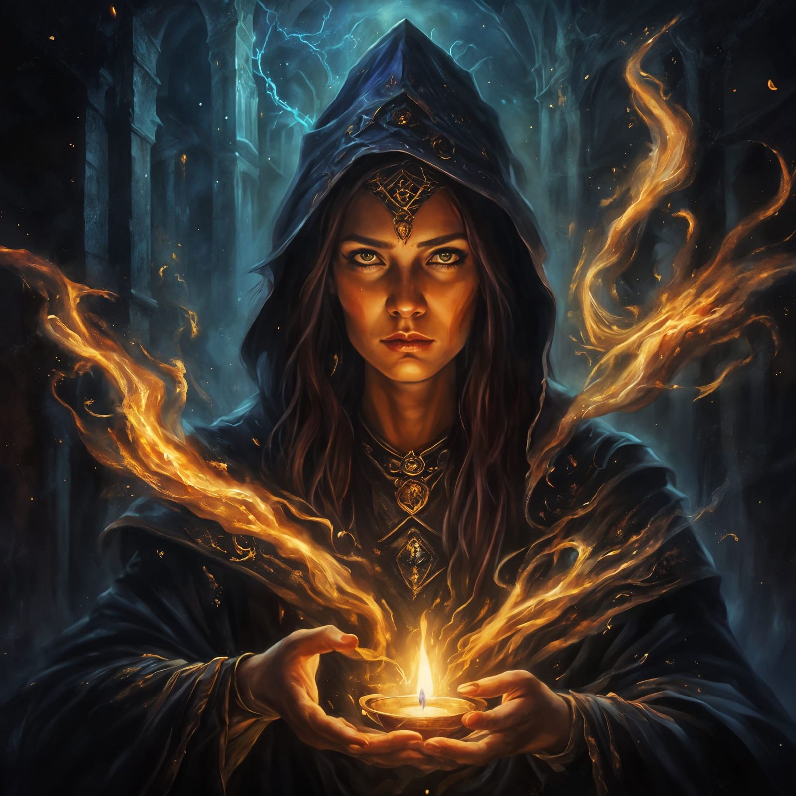 Mysterious Sorceress Unleashes Arcane Power in Candlelit Cha...