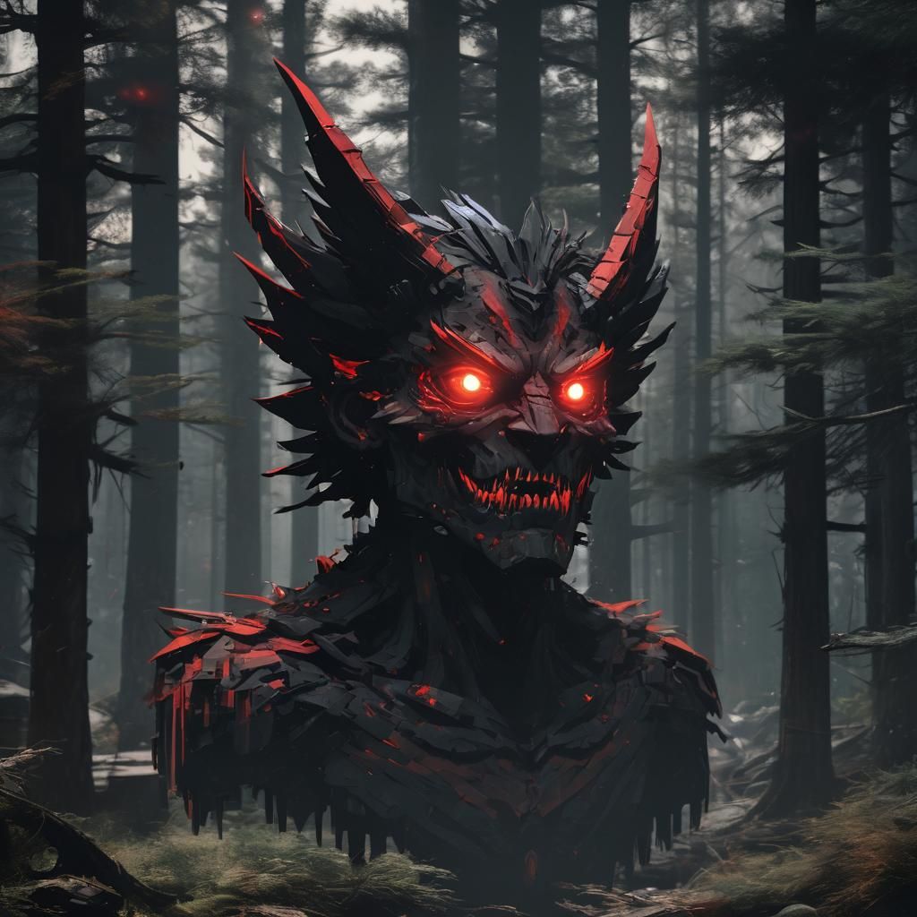 Winged Demon Glitch Art Headshot