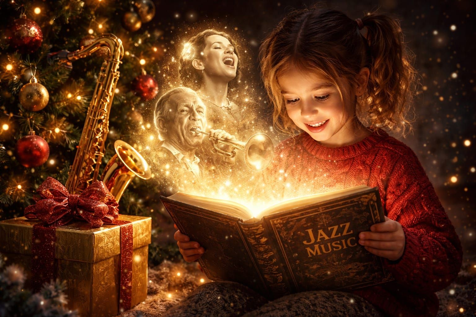 Child's Christmas Wonder: Jazz Spirits and a Saxophone Gift